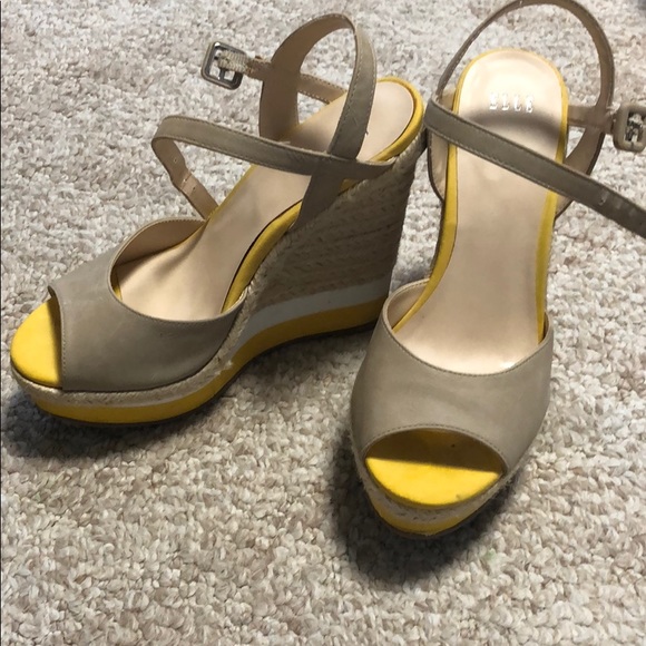 womens yellow wedges